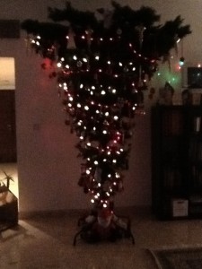 Our upside down Christmas tree to go with our slightly chaotic lives