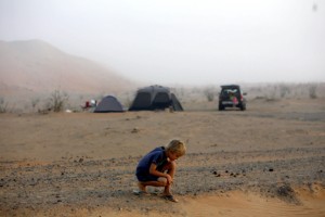 Camping in the desert - early morning explorer