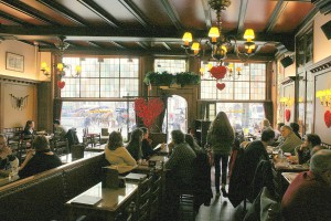 Inside Hotel Craenenburg with pipes on far left wall