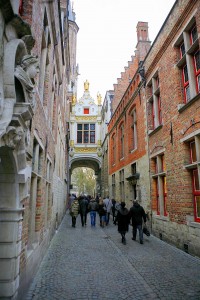 Narrow, cobbled alleyways of Bruges