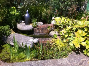 The pond with sculpture