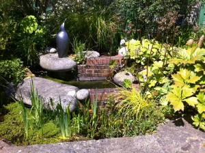 The pond with sculpture