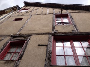 Tall, timber framed houses lining the narrow streets