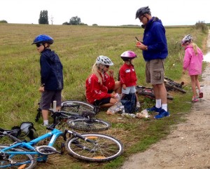 A soggy picnic somewhere in a field ...