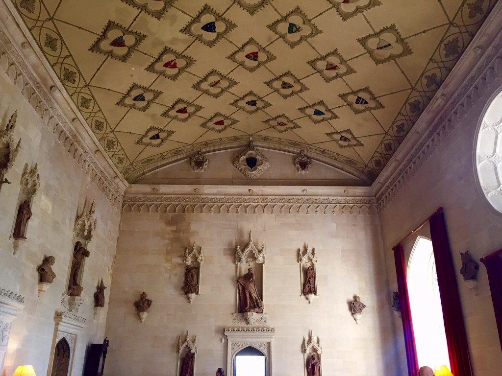 The impressive Great Hall with its decorated ceiling