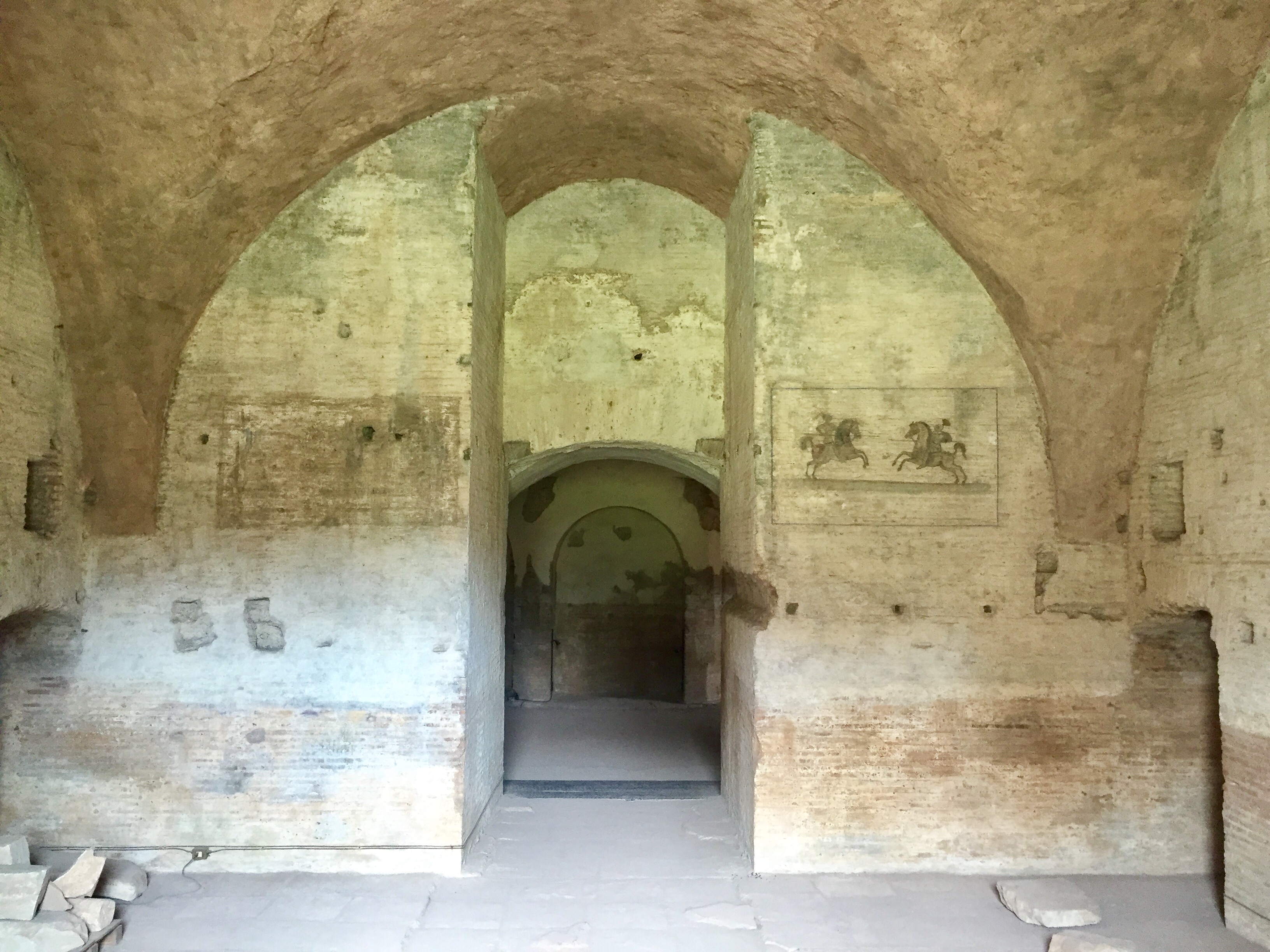 Descending the steps to the tomb