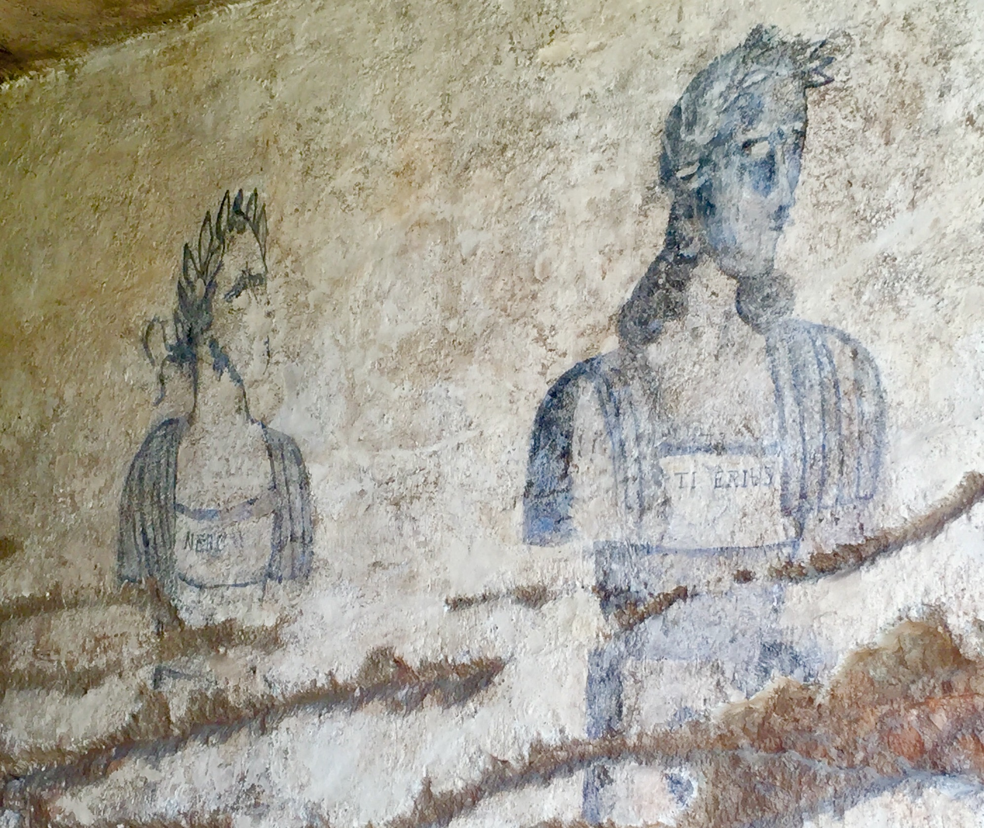 Wall paintings at the entrance to the tomb of Nero and Tiberus