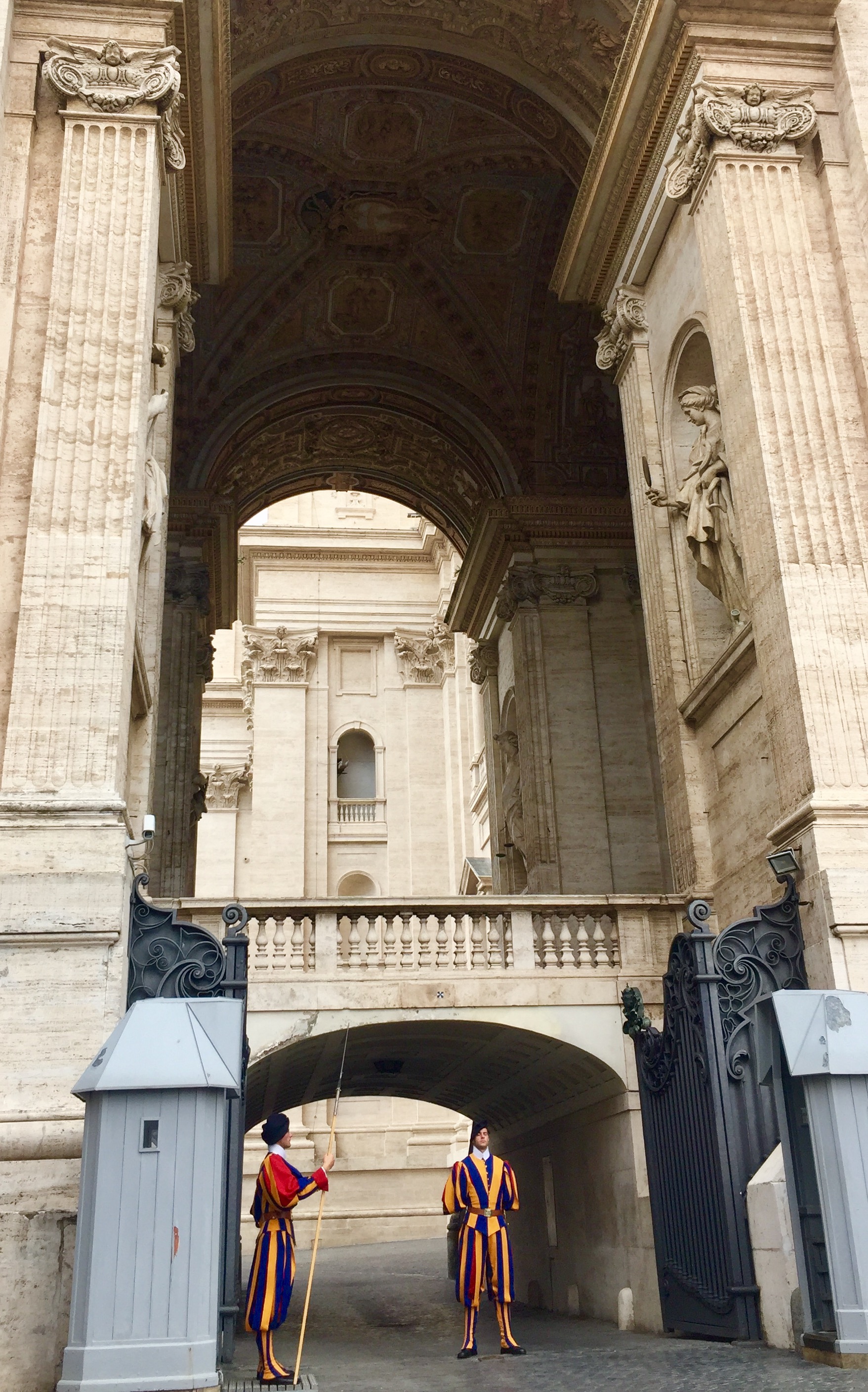 The bizarrely dressed Swiss Guards 